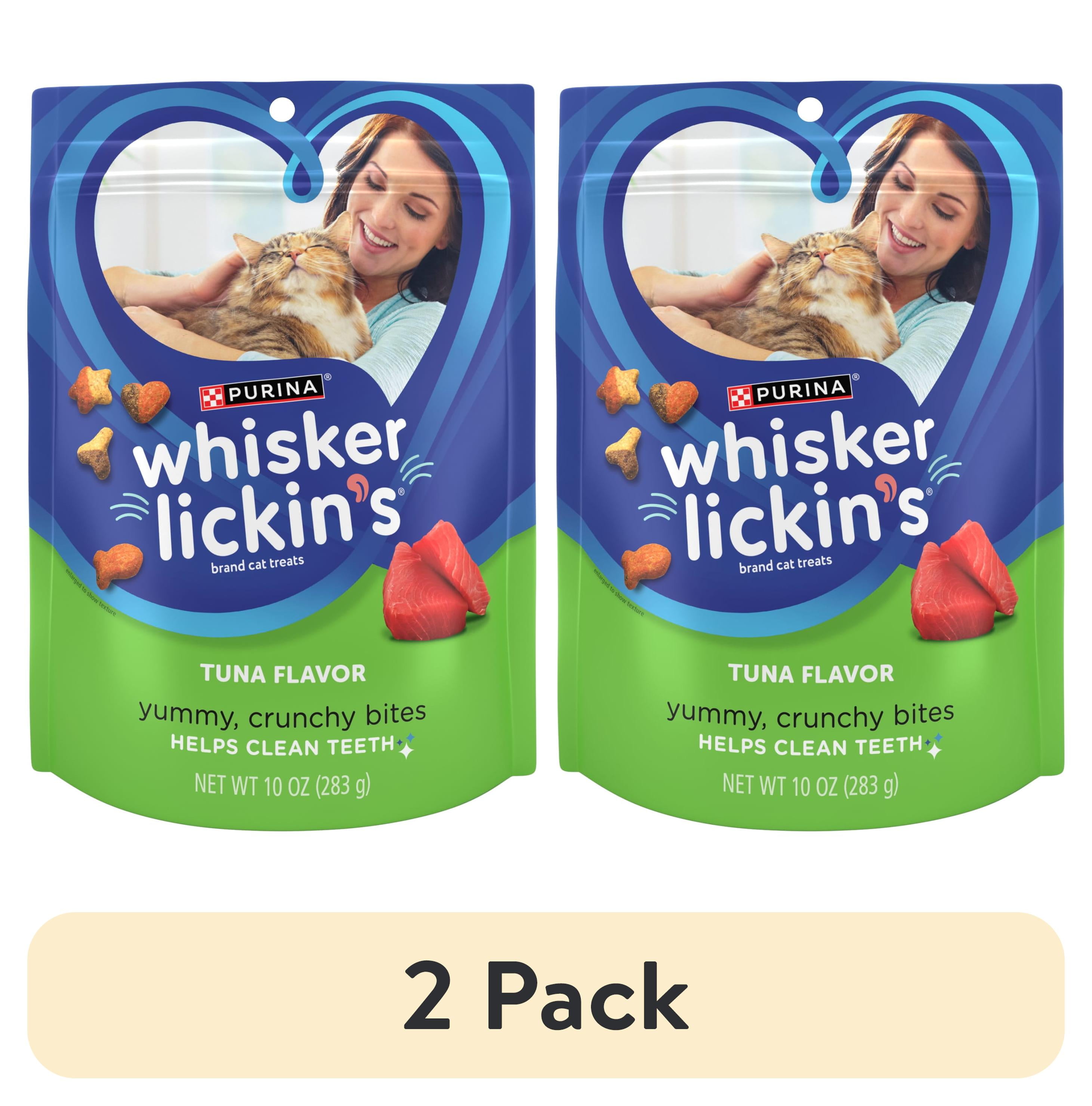 (2 pack) Purina Whisker Lickin's Dental Cat Treats, Tuna, 10 oz Bag