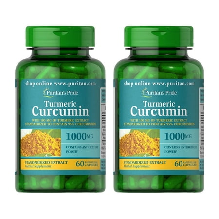 (2 pack) Puritan's Pride Turmeric Curcumin 1000 Mg W/Bioperine Capsules, 60 Count