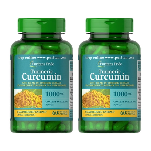 (2 pack) Puritan's Pride Turmeric Curcumin 1000 Mg W/Bioperine Capsules, 60 Count