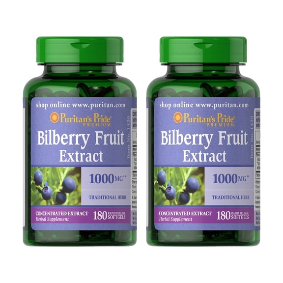 (2 pack) Puritans Pride Bilberry 1000 mg180 Softgels