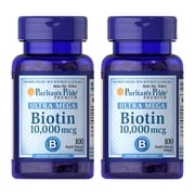 2 pack Puritans Pride Biotin 10000 mcg100 Softgels
