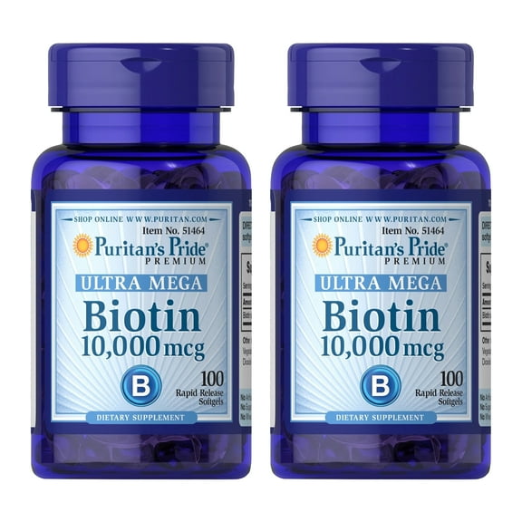 (2 pack) Puritans Pride Biotin 10000 mcg100 Softgels
