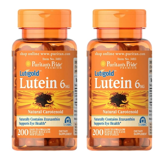 (2 pack) Puritans Pride Lutein 6 Mg with Zeaxanthin Softgels, 200 Count