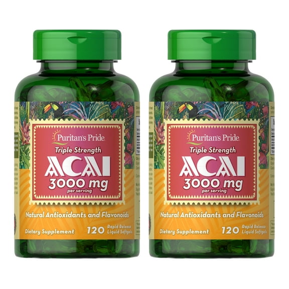 (2 pack) Puritans Pride Triple Strength Acai 3000 Mg, 120 Count