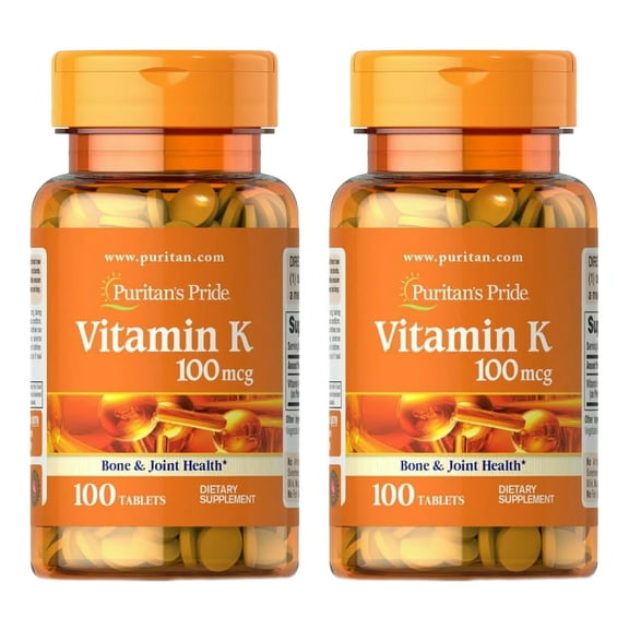 (2 pack) Puritans Pride Vitamin K 100 mcg Tablets, 100 Count