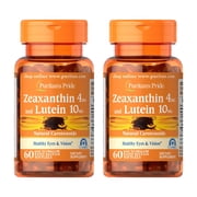 2 pack Puritans Pride Zeaxanthin 4mg with Lutein 10mg Softgels, 60 Count