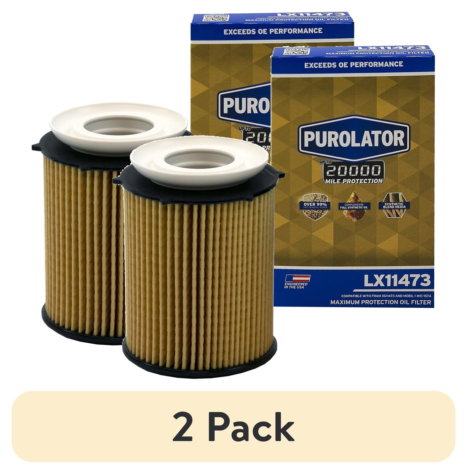 (2 pack) Purolator LX11473 Purolator 20K Oil Filter with 20,000 Mile Protection for Select Mercedes, Infiniti, and more
