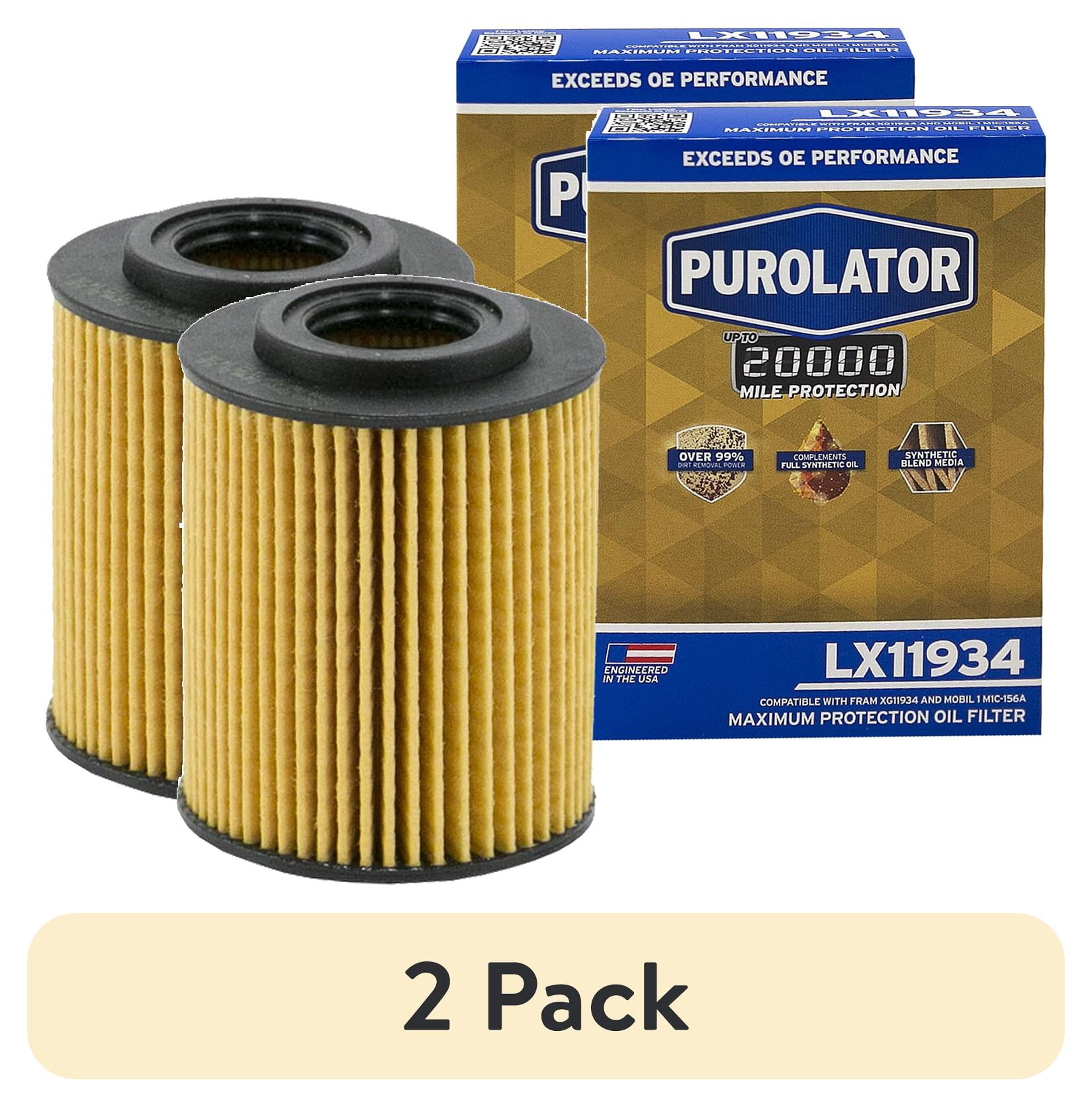 (2 pack) Purolator LX11934 Purolator 20K Oil Filter with 20,000 Mile Protection for Select Hyundai, Kia, and more