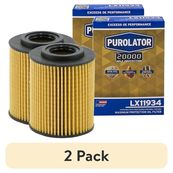 (2 pack) Purolator LX11934 Purolator 20K Oil Filter with 20,000 Mile Protection for Select Hyundai, Kia, and more