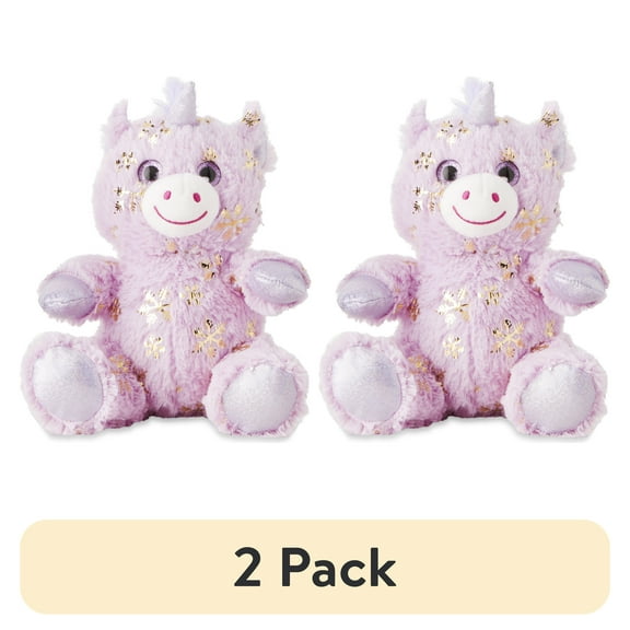 (2 pack) Purple Snowflake Unicorn Child's Plush Toy, 7.5 in, by Holiday Time