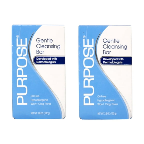 (2 pack) Purpose Gentle Cleansing Bar Soap, Oil Free And Hypoallergenic - 3.6 Oz