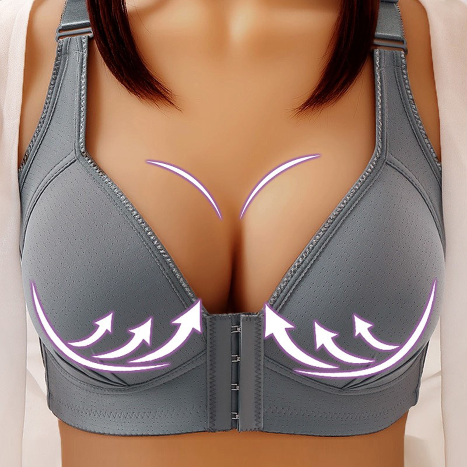 2-pack Push Up Bra For Women Bras None Underwire Brassiere Front Closure Breathable Push Up