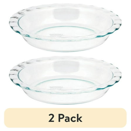 (2 pack) Glass Pie Plate 9.5", Pyrex®, Easy Grab, 1 Piece
