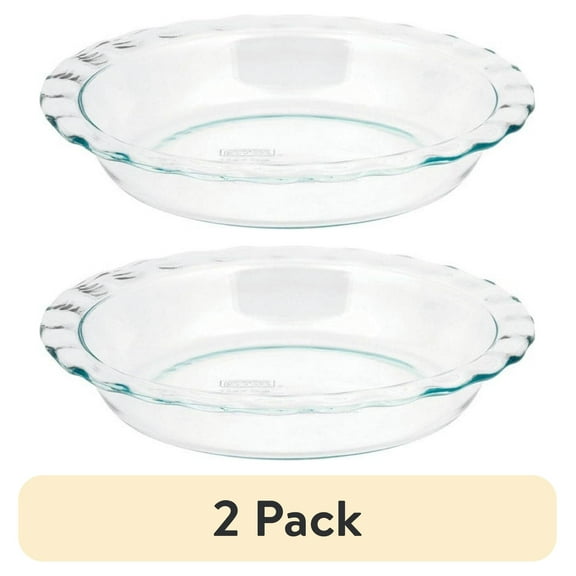 (2 pack) Glass Pie Plate 9.5", Pyrex®, Easy Grab, 1 Piece