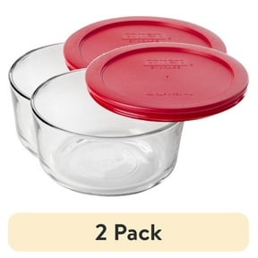 (2 pack) Pyrex Simply Store 4C Glass Food Storage and Baking Container, Set of 2 with Lids