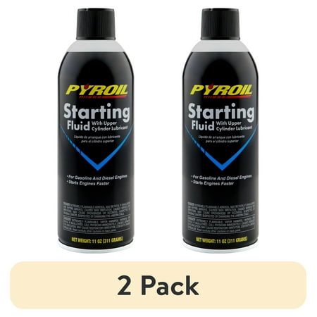 (2 pack) Pyroil Starting Fluid, 11oz Can - New, Starts Gasoline & Diesel Engines, -40°F Ready