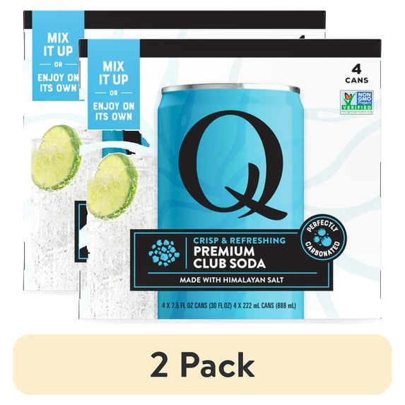 (2 pack) Q Mixers Premium Club Soda, Crisp & Refreshing, 4 pack, 7.5 fl oz Cans – Perfectly Carbonated Liquid Mixer for Vodka Soda and Mocktails - Paperboard Box