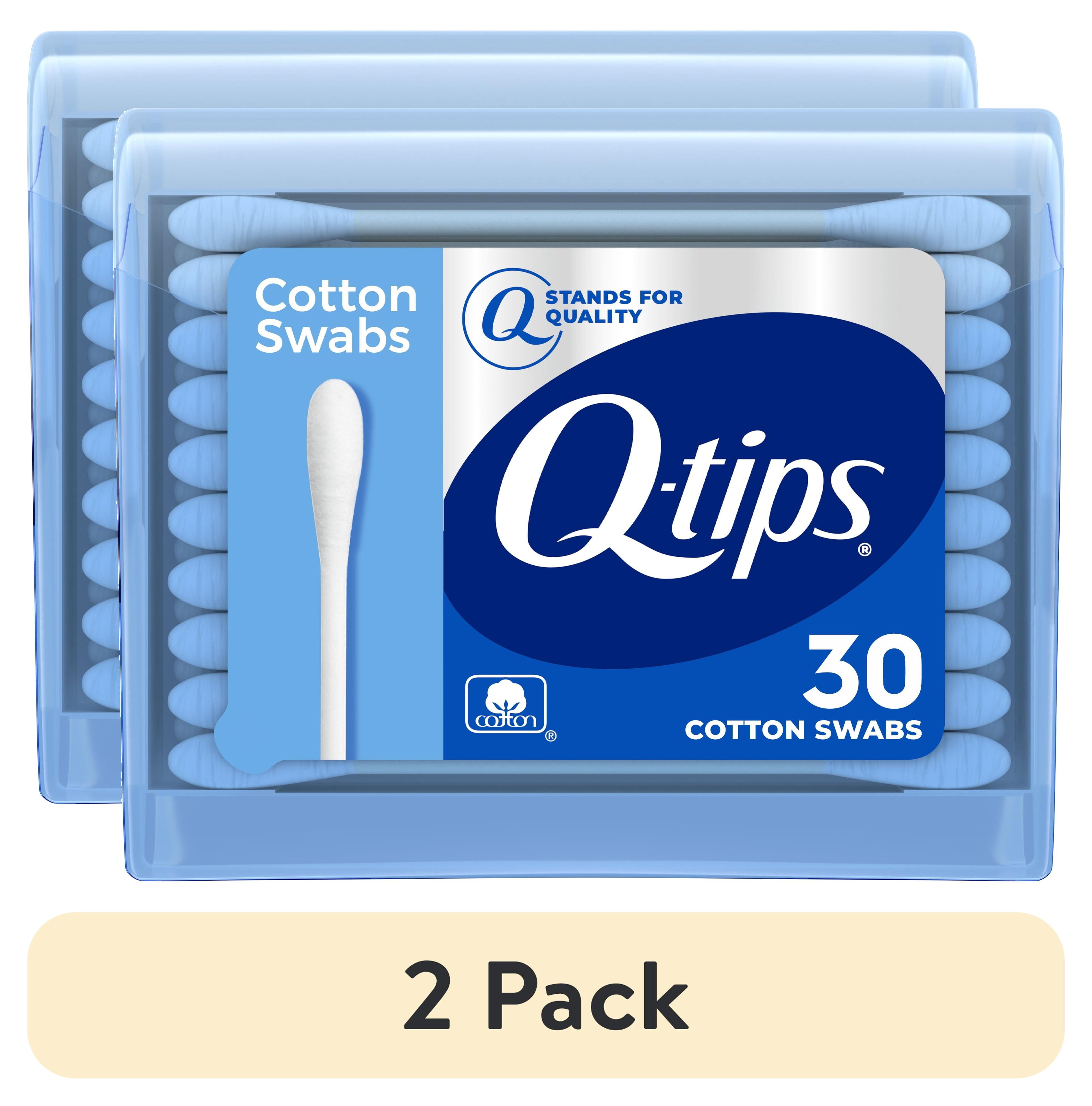 (2 pack) Q-tips Travel Size Cotton Swabs, Original, For Home, First Aid and Beauty, 100% Cotton, 30 Count