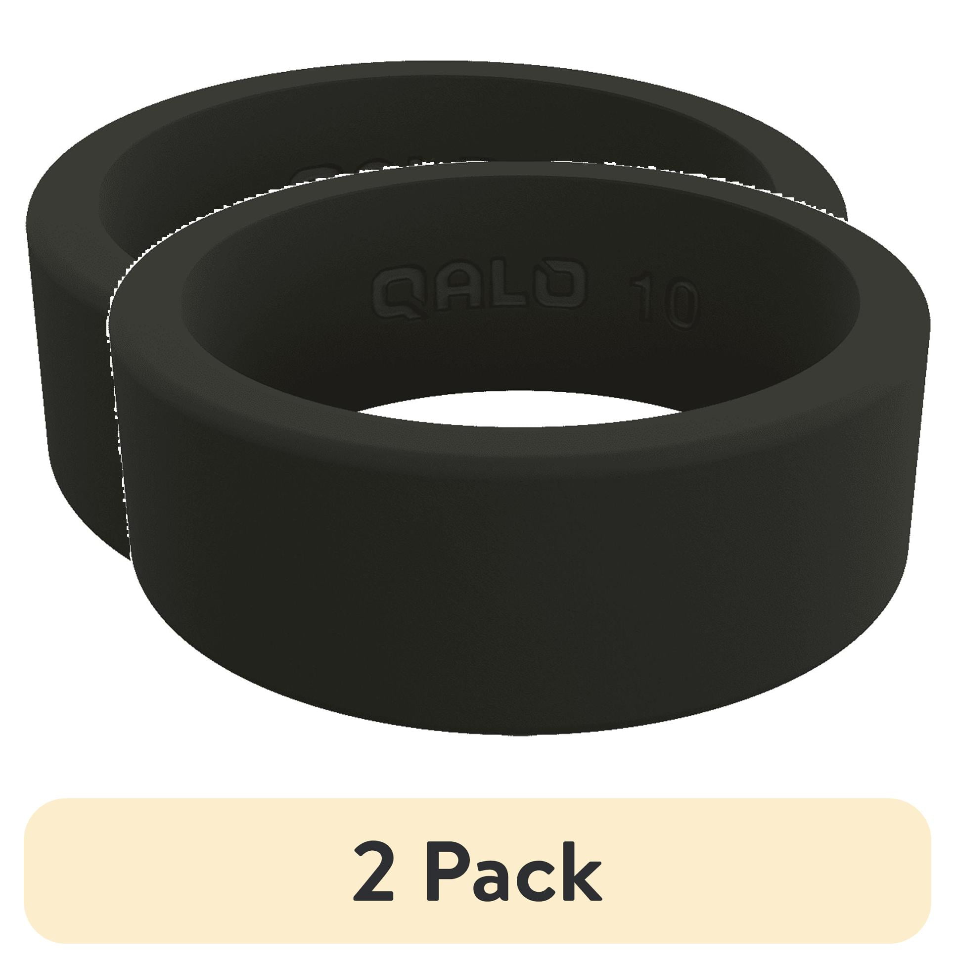 (2 pack) QALO Men's Classic Ultra-Durable Silicone Ring, Black, Size 11