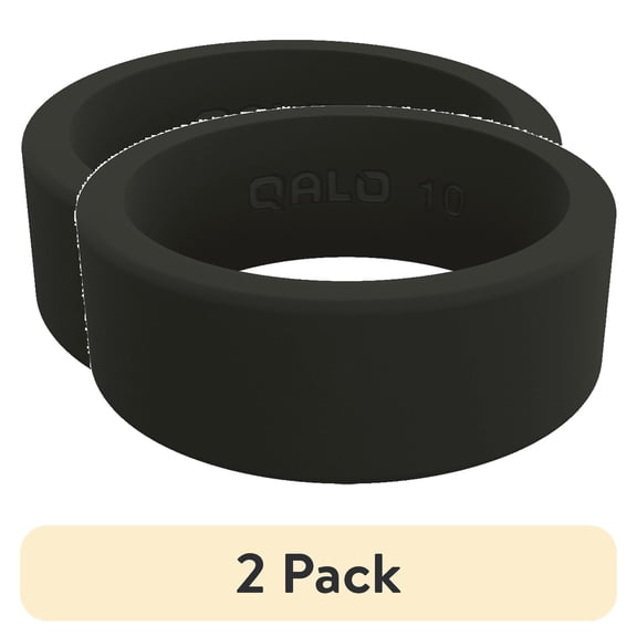 (2 pack) QALO Classic Men's Silicone Ring, Size 9, Black