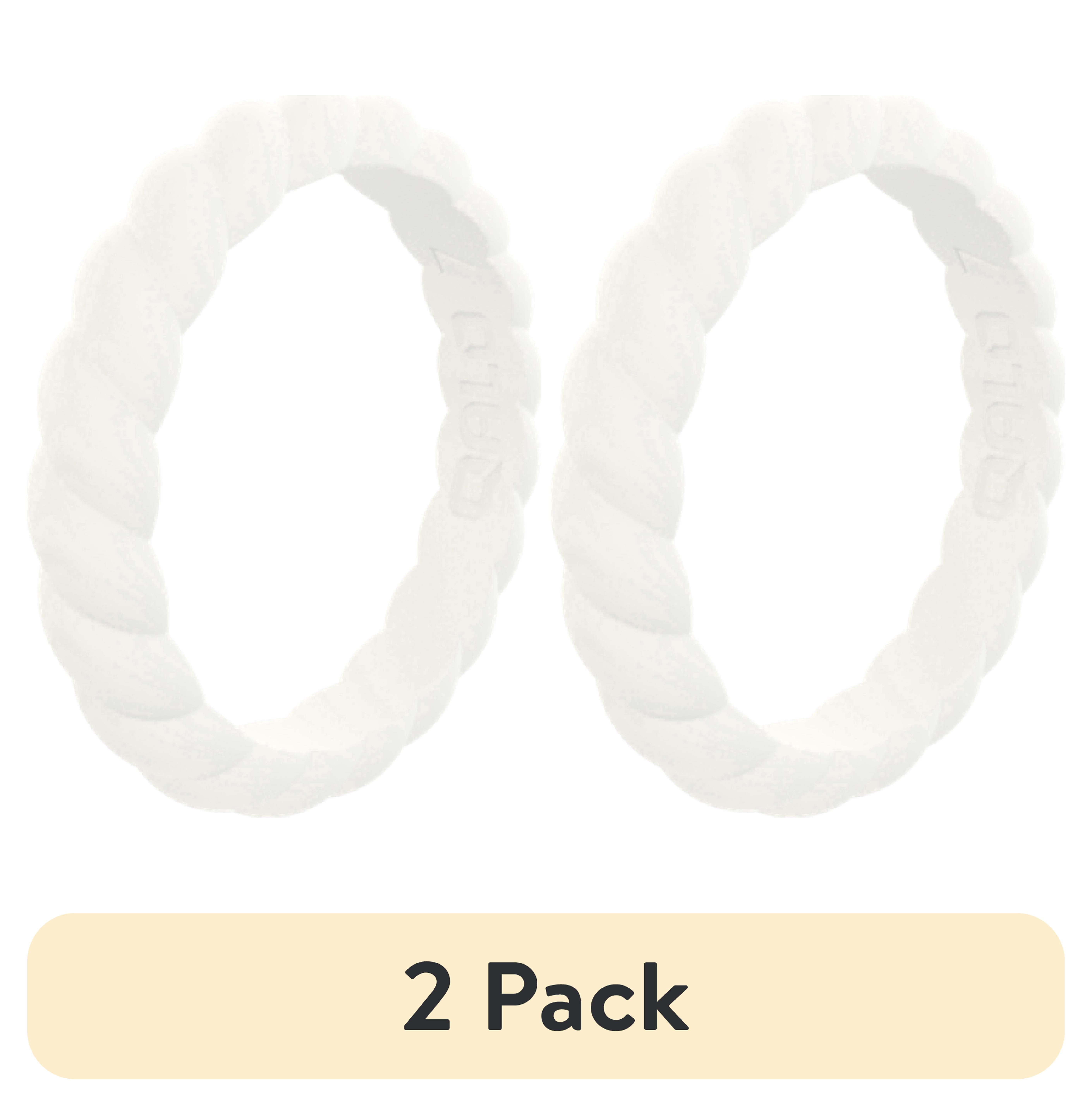 (2 pack) QALO Women's Stackable Rubber Silicone Ring - White Twist Silicone Ring Size 05