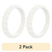 2 pack QALO Womens Stackable Silicone Ring - White Twist, Size 8