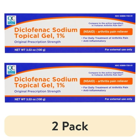 (2 pack) QC Diclofenac Sodium Topical Gel Anti-Inflammatory for Arthritis Pain 3.53 oz