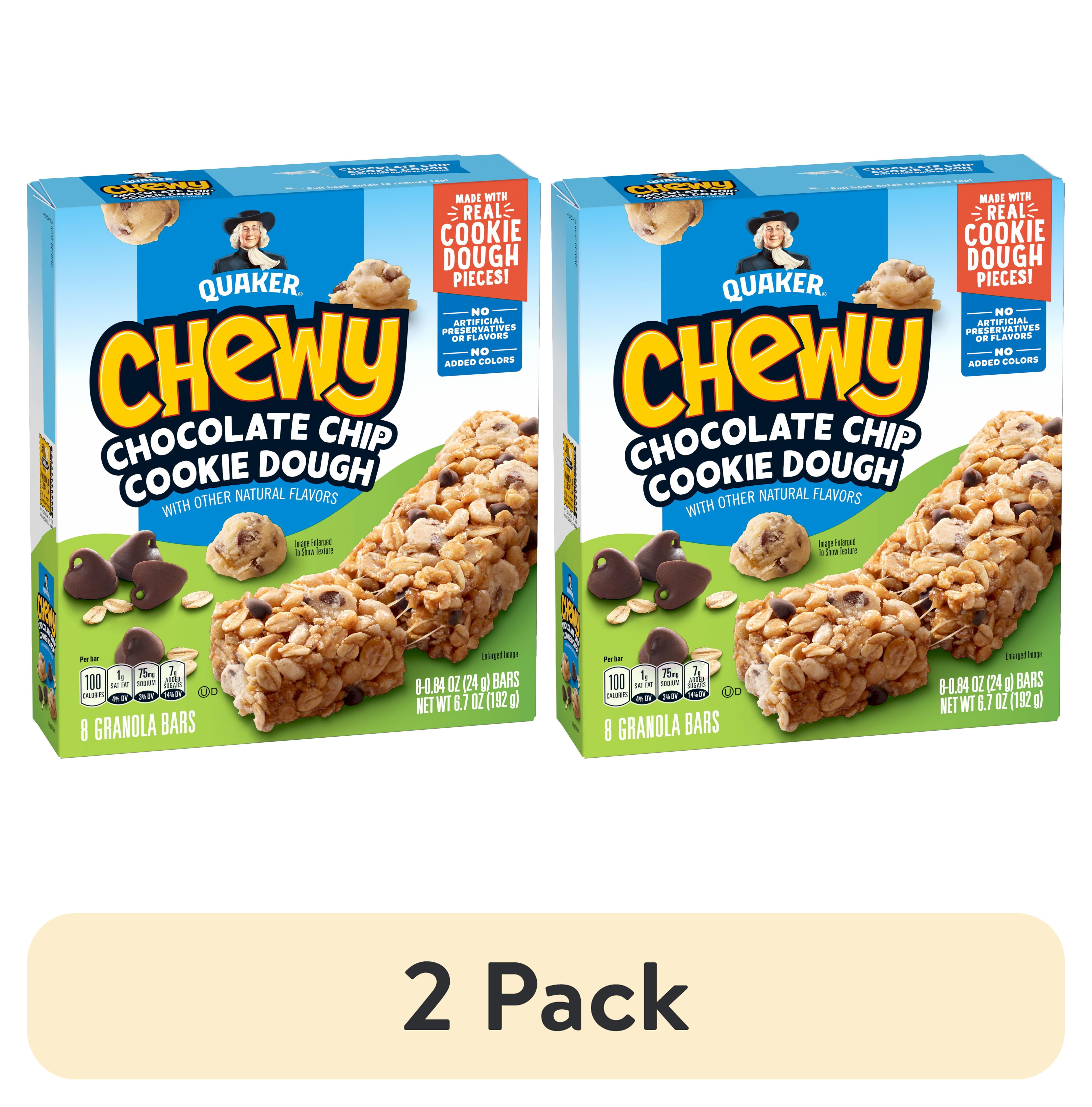 (2 pack) Quaker Chewy Granola Bars, Chocolate Chip Cookie Dough, 0.84 oz Bars, 8 Pack