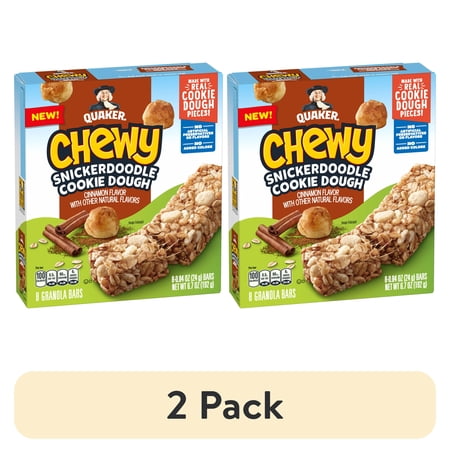 (2 pack) Quaker Chewy Granola Bars, Snickerdoodle, 0.84 oz, 8 Count