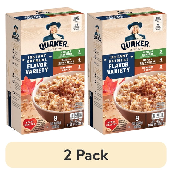 (2 pack) Quaker Instant Oatmeal, Variety, 12.1 oz, 8 Count