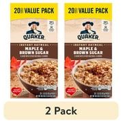 (2 pack) Quaker Maple & Brown Sugar Flavor Instant Oatmeal, 1.51 oz 20 Packets