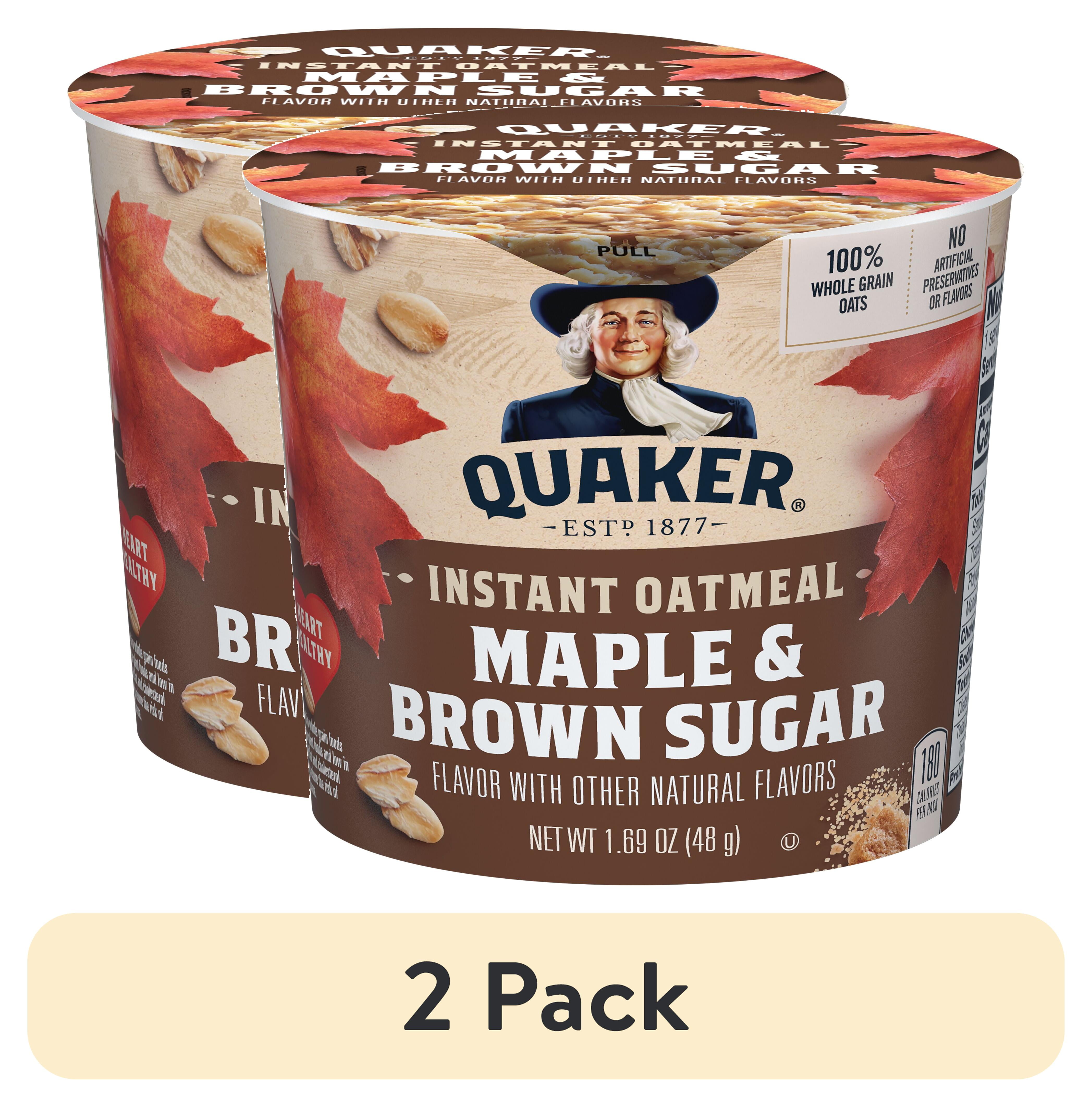 (2 pack) Quaker Maple & Brown Sugar Flavored Instant Oatmeal, 1.69 oz Cup, 1 Count