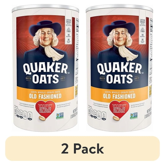 (2 pack) Quaker, Oatmeal, 42 Oz Canister