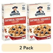 (2 pack) Quaker Oatmeal Squares Cinnamon Crunchy Oat Cereal, 21 oz