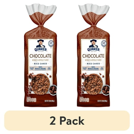 (2 pack) Quaker Rice Cakes, Whole Grain Chocolate, Gluten Free, 7.23 oz