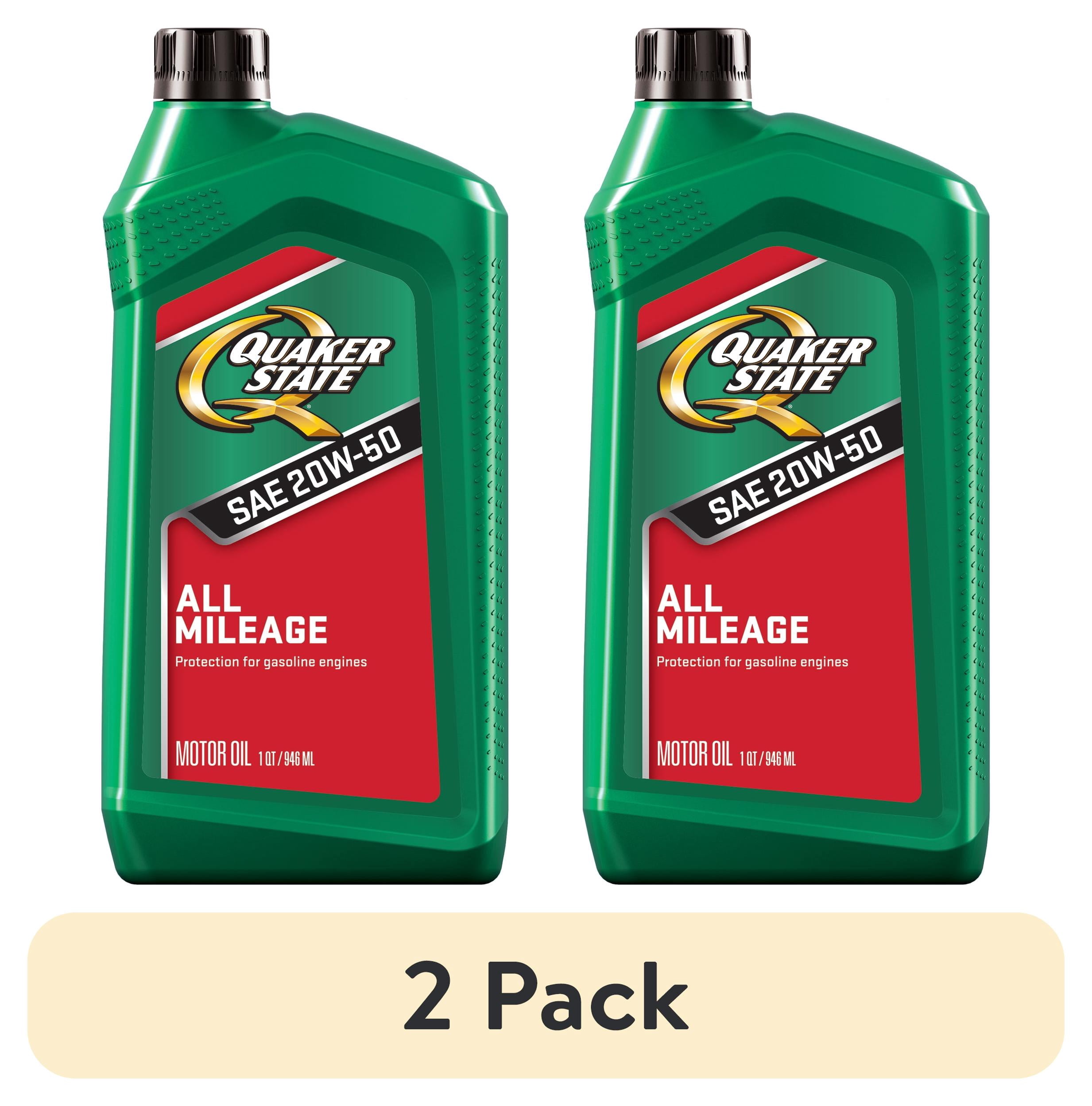(2 pack) Quaker State All Mileage 20W-50 Motor Oil, 1 Quart