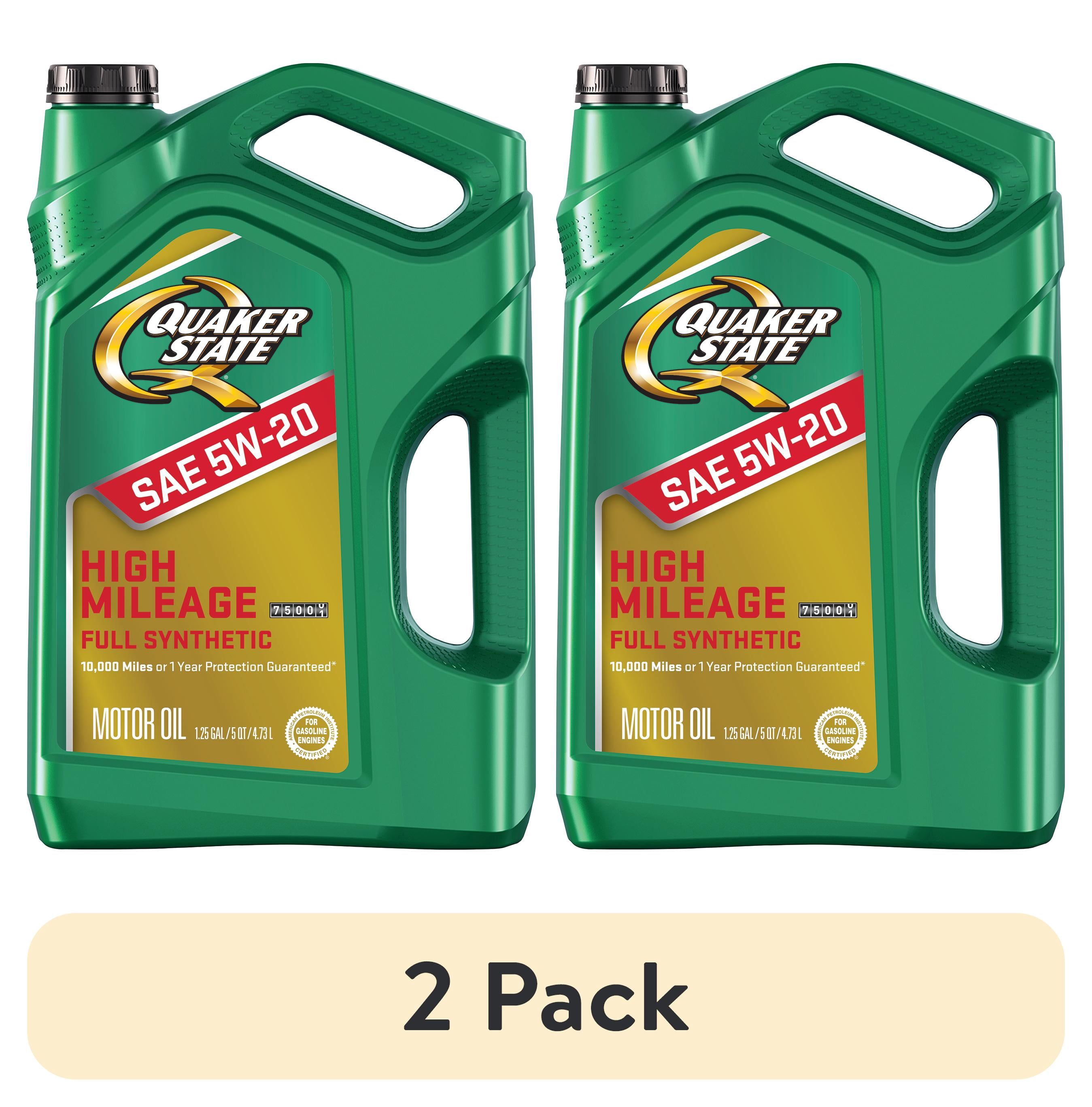 (2 pack) Quaker State Full Synthetic High Mileage 5W-20 Motor Oil, 5 Quart