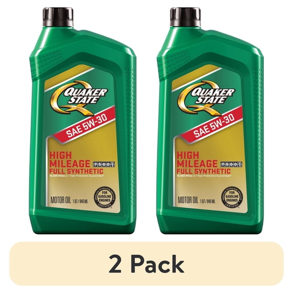 (2 pack) Quaker State Full Synthetic High Mileage 5W-30 Motor Oil, 1 Quart
