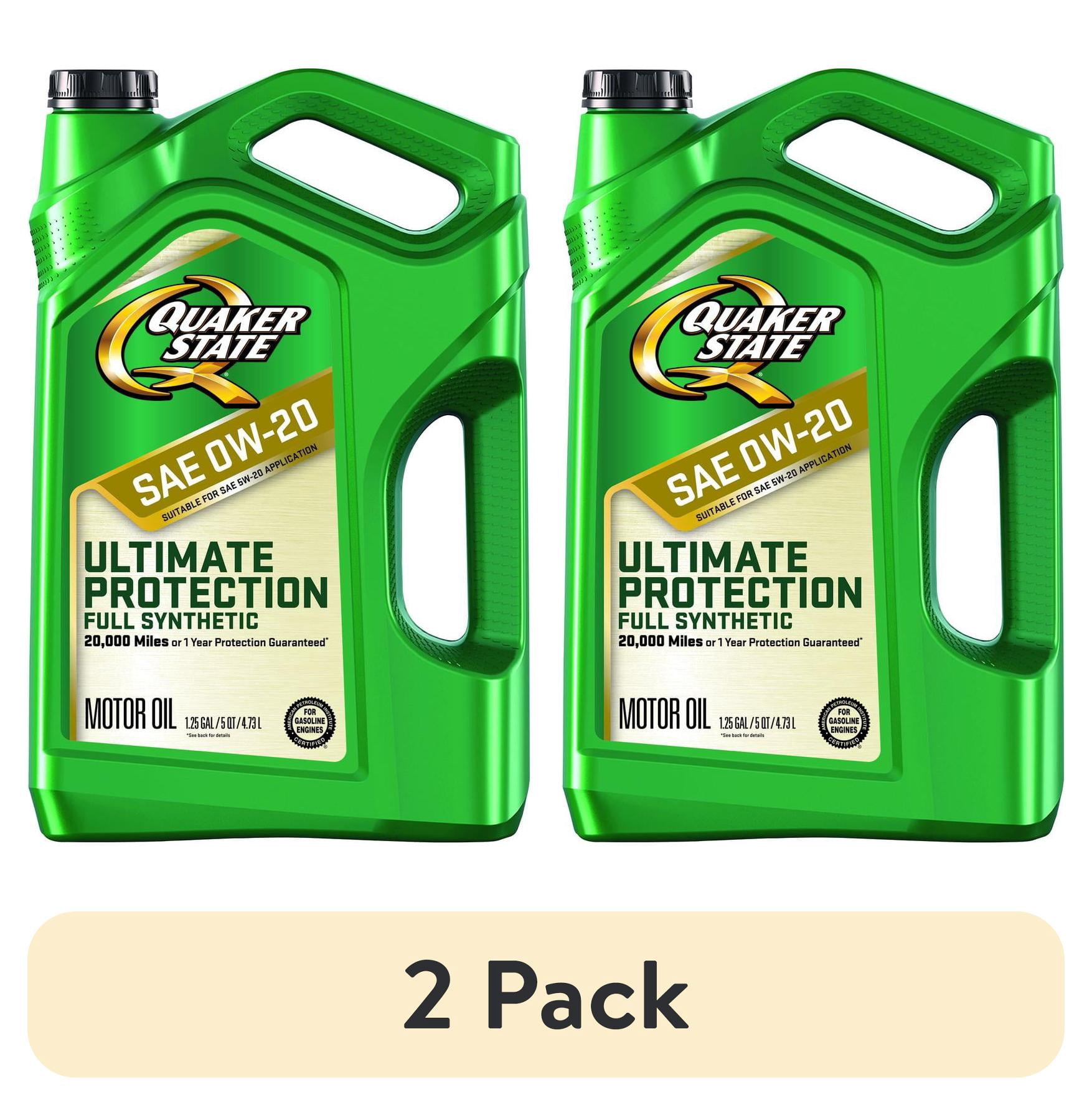 (2 pack) Quaker State Ultimate Protection Full Synthetic 0W-20 Motor Oil, 5 Quart