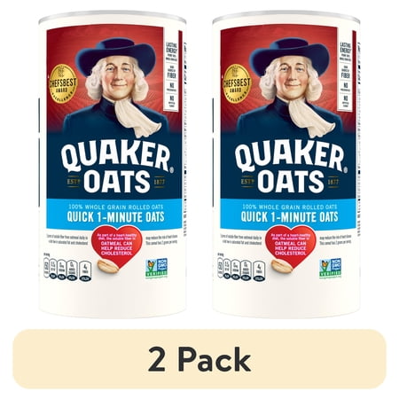 (2 pack) (2 pack) Quaker Whole Grain Oats Quick 1-Minute Instant Oats 18oz