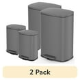 thumbnail image 1 of (2 pack) Qualiazero Kitchen Bathroom Trash Can Combo, 13.2 Gallon and 3.2 Gallon Stainless Steel Step Garbage Bin with Soft Close Lid, Matte Gray, 1 of 12