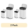 thumbnail image 1 of (2 pack) Qualiazero Kitchen Bathroom Trash Can Combo, 13.2 Gallon and 3.2 Gallon Stainless Steel Step Garbage Bin with Soft Close Lid, Matte White, 1 of 16