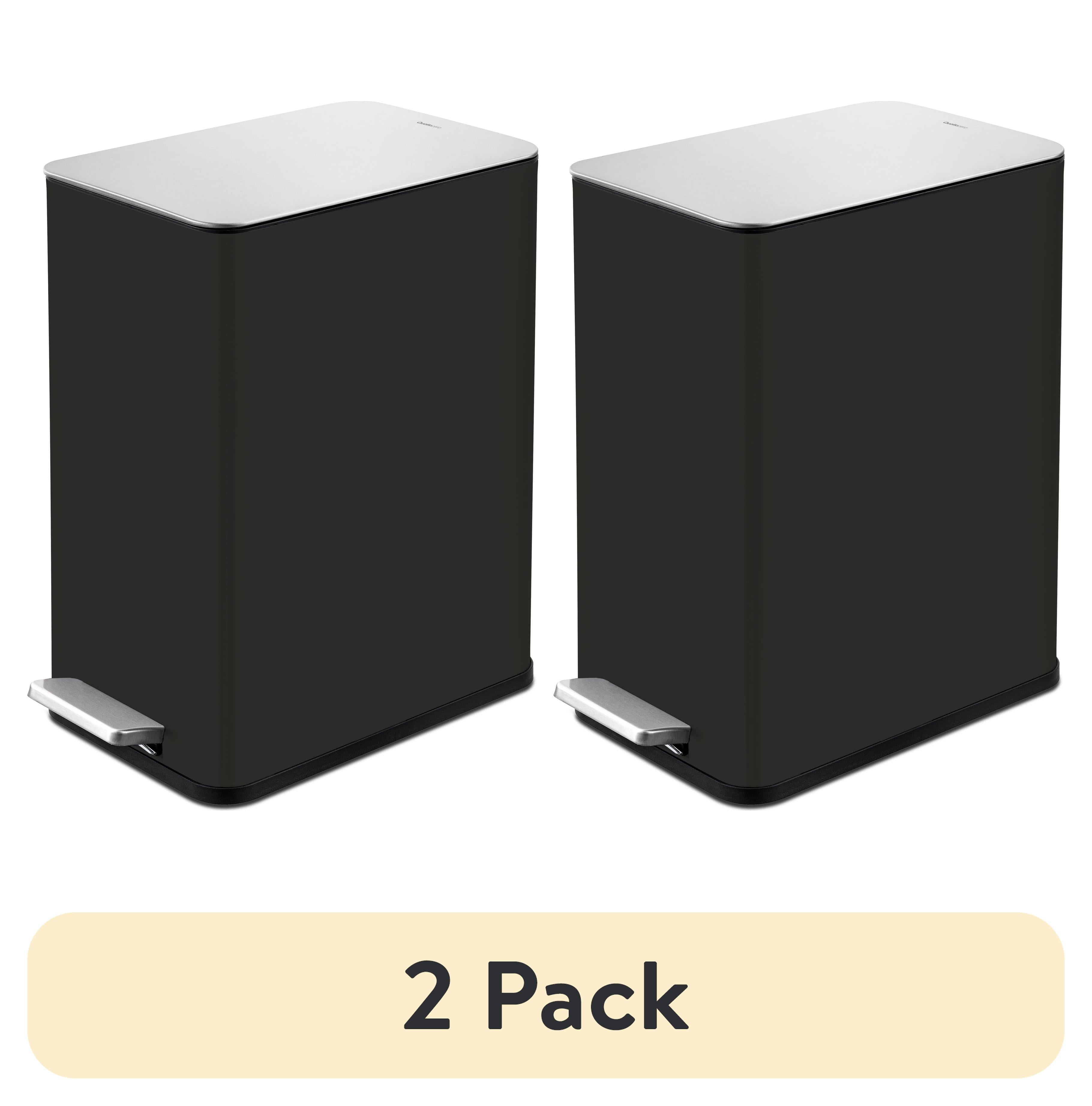 (2 pack) Qualiazero 2.6 gal Stainless Steel Step On Bathroom Trash Can ...