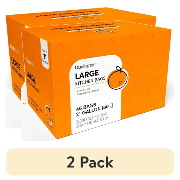 Qualiazero 21 Gallon Drawstring Trash Bag - 45 Bags - Citrus Scent