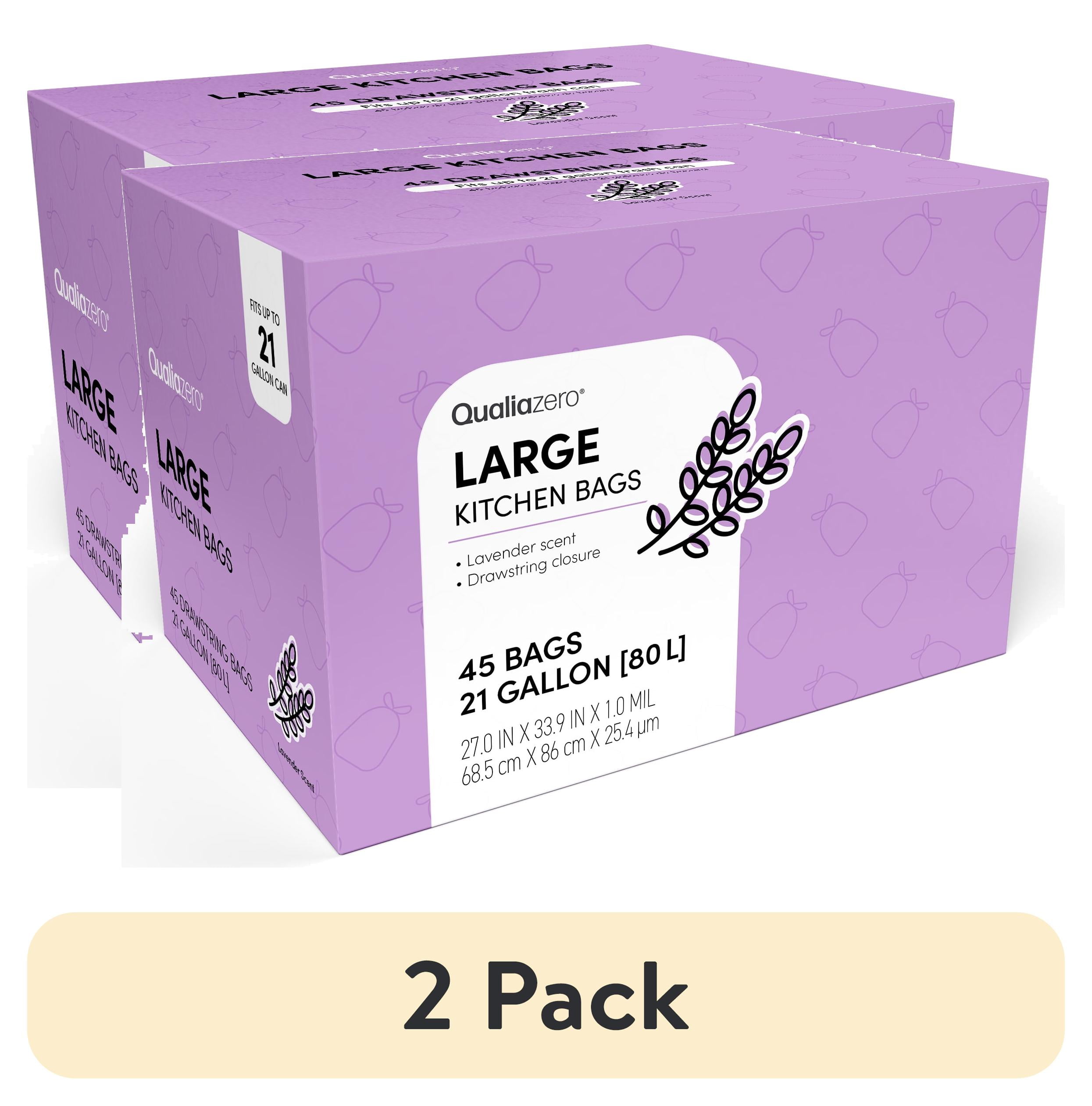 (2 pack) Qualiazero 21 Gallon Drawstring Trash Bag - 45 Bags - Lavender Scent