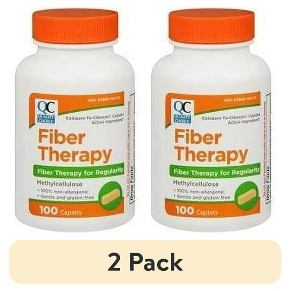 (2 pack) Quality Choice Fiber Therapy for Regularity Methylcellulose, 500 mg 100 Caplets