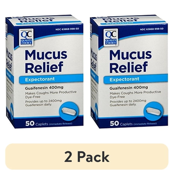 (2 pack) Quality Choice Mucus Relief Expectorant Guaifenesin 400mg 50 Caplets