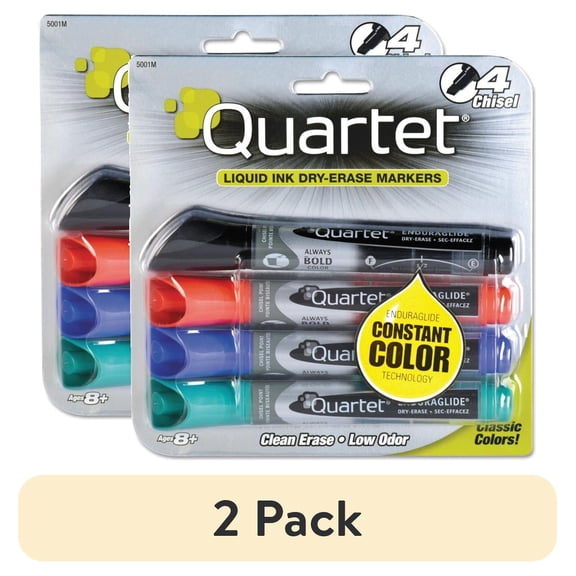 (2 pack) Enduraglide Dry Erase Marker, Broad Chisel Tip, Assorted Colors, 4/set