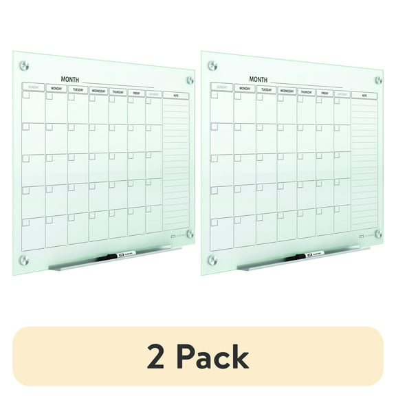 Quartet Infinity Glass Magnetic Calendar Board 36 x 24 3 x 2 White Surface -