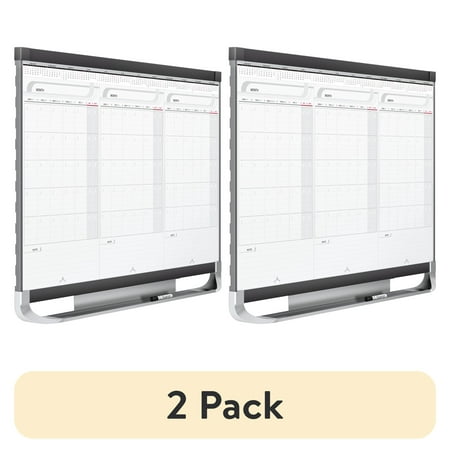 (2 pack) Quartet QRTCMP32P2 Dry Erase Wall Calendar System-3 Month-4 ft. x 3 ft.-Graphite Frame